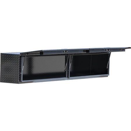 Buyers Products 18x16x90 Inch Gloss Black Diamond Tread Aluminum Topsider Truck Box with Flip-Up Doors 1721365